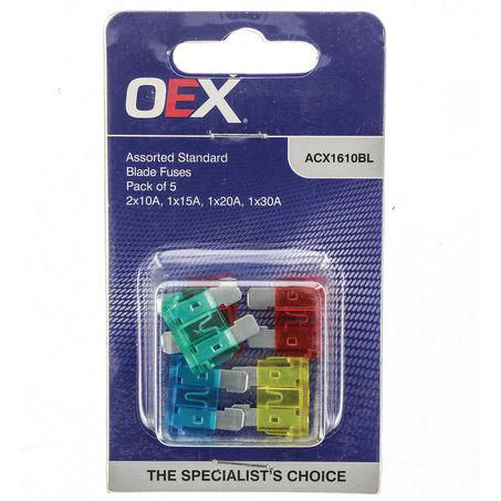 OEX Standard Blade Fuse Assortment - Pack of 5