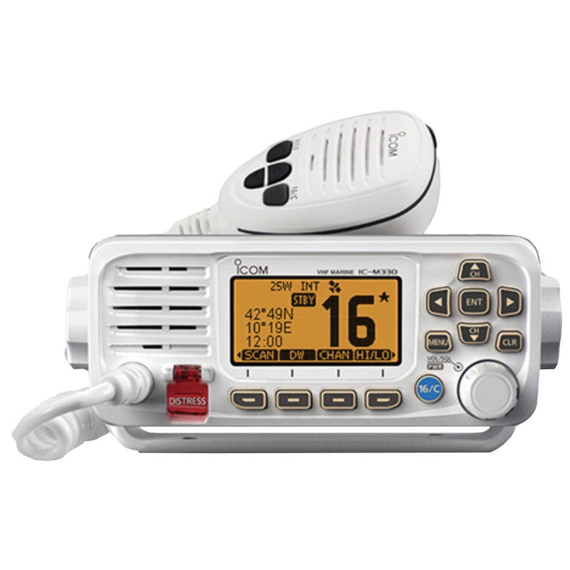 IC-M330GE-W Ultra Compact, Waterproof, VHF Marine Mobile Transceiver (White)