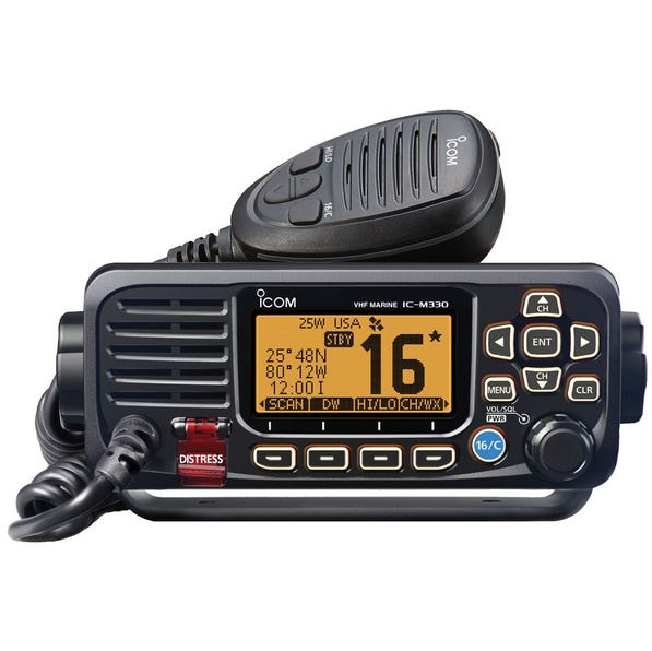 IC-M330GE-B Ultra Compact, Waterproof, VHF Marine Mobile Transceiver (Black)