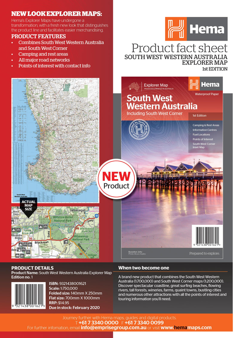 South West Western Australia Fold Out Map - HEMA