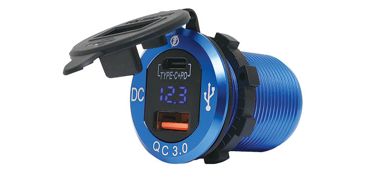 QC3.0 3A USB C Power Delivery Charging Socket With Voltmeter