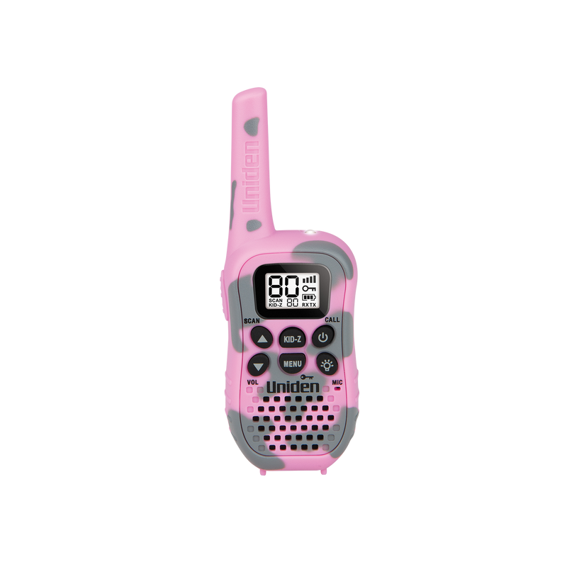 UH45CP 80 Channel UHF CB Handheld Radio (Walkie-Talkie) with Kid Zone – Pink Camouflage Colour